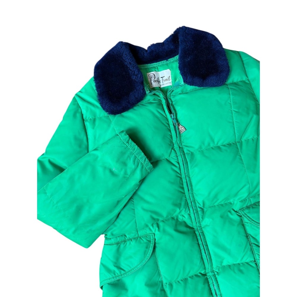 Vtg Gaper Day Après Pacific Trail Green Puffer Jacket Women Fur Collar Coat Ski